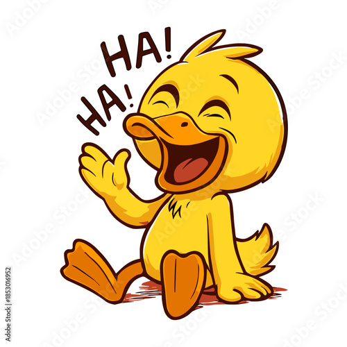 Laughing duckling cartoon mascot character