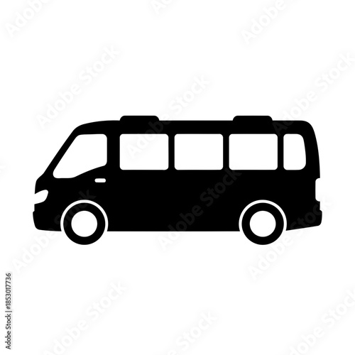 Stylized Black Icon of a Private Shuttle Bus