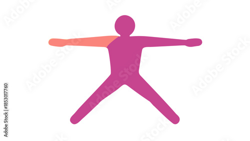 Minimal silhouette of a person rotating arms, joint mobility and warm-up wellness concept.
