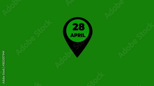Date Marker Location Pin – April 28 Icon for Calendar & Map Apps.