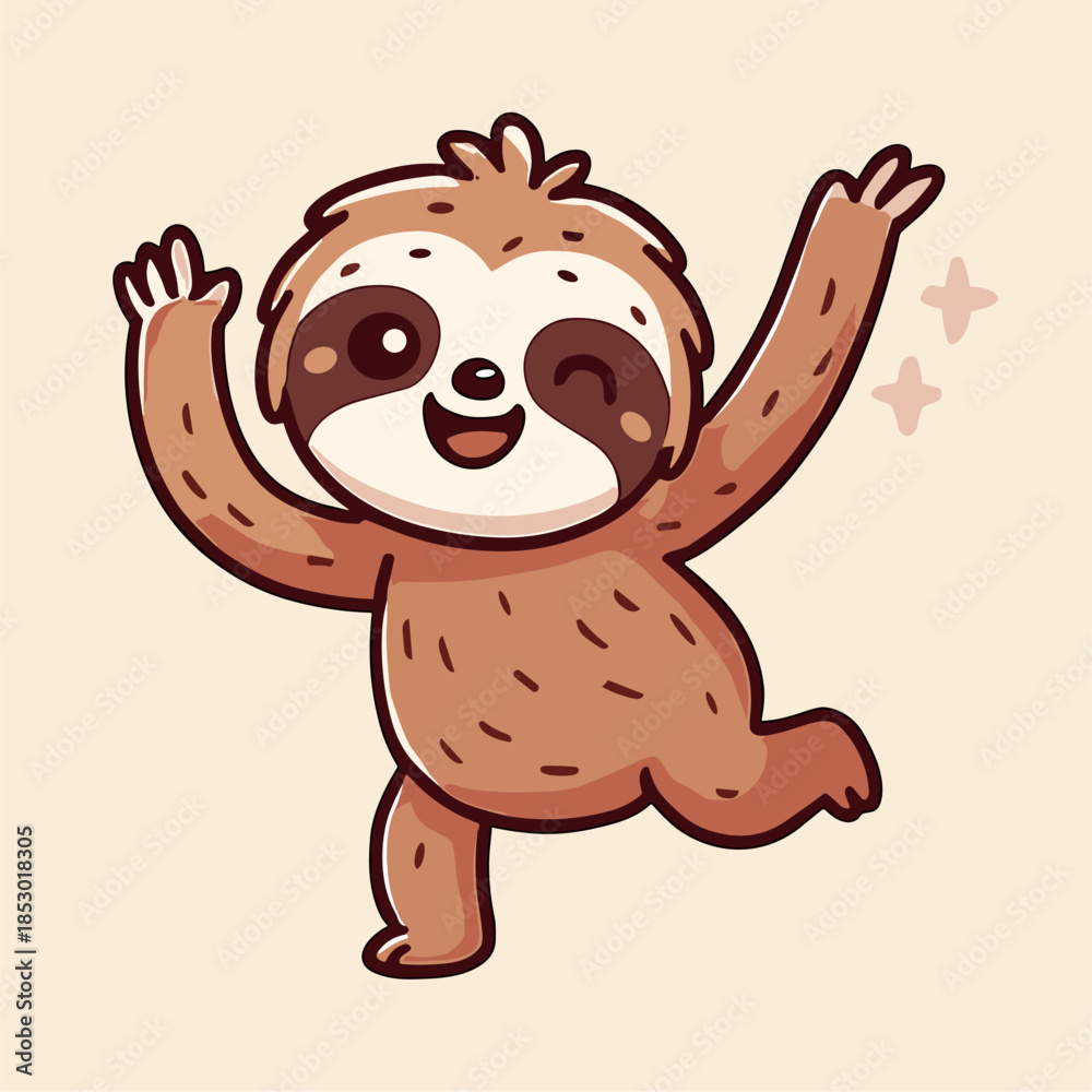 Obraz premium Happy Sloth Cartoon Mascot Character