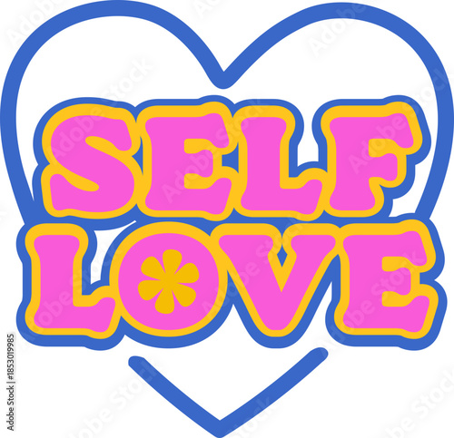 self love text effect retro sticker