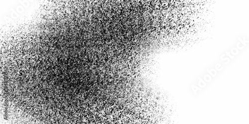 Monochrome dot pattern with grainy effect. Black and white speckled gradient texture background with a dark left edge fading to white on the right. Wavy stippled gradient background. 
