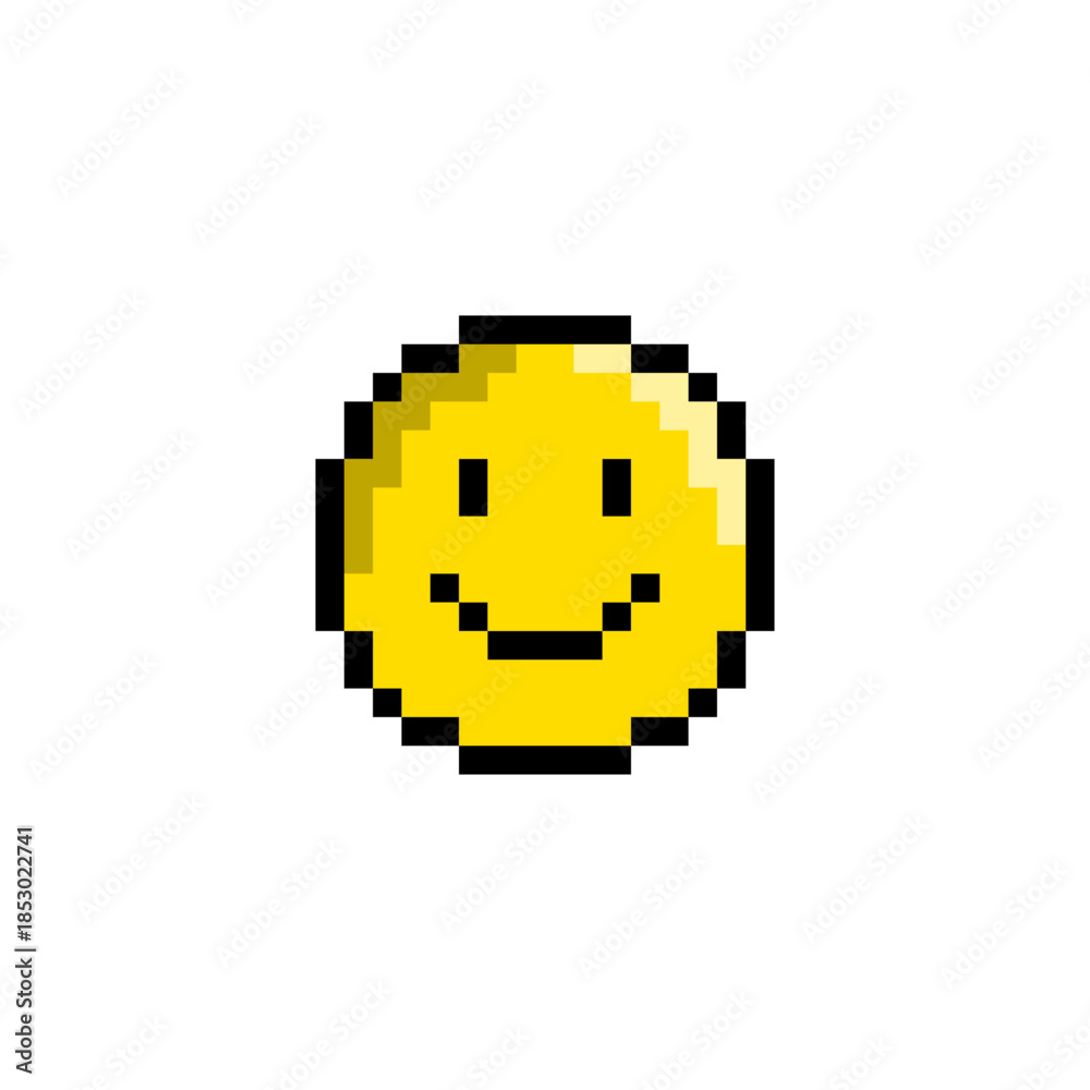 Fototapeta premium Emoticon with Pixel Art Style