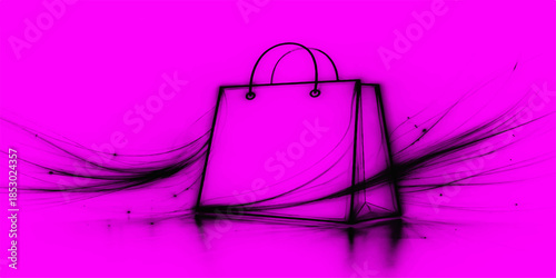 Vector illustration of a pink paper shopping bag icon for fashion retail sale and luxury gift package design isolated on a white background