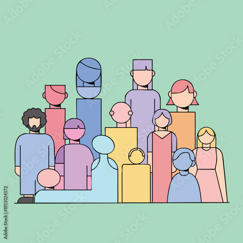 Diverse Abstract Human Figures Representing Community and Connection against a Plain Background Minimalist Illustration for Social Concepts