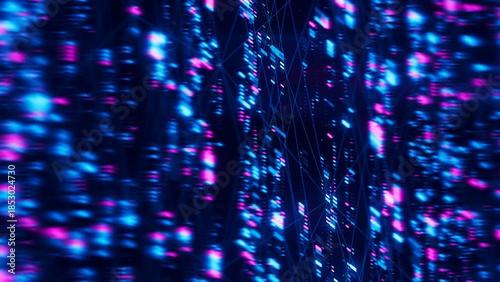 Closeup of Neural network model, LLM structure background. AI big data processing technological concept. Machine learning abstract background. Digital quantum computing.