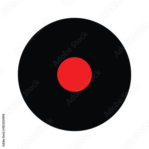 Black circle with red center on white background
