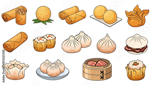 Assortment of Asian Appetizers and Dumplings Collection
