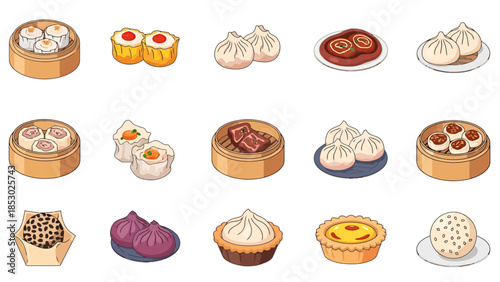 Collection of Asian Dumplings and Savory Pastries for Culinary Delights