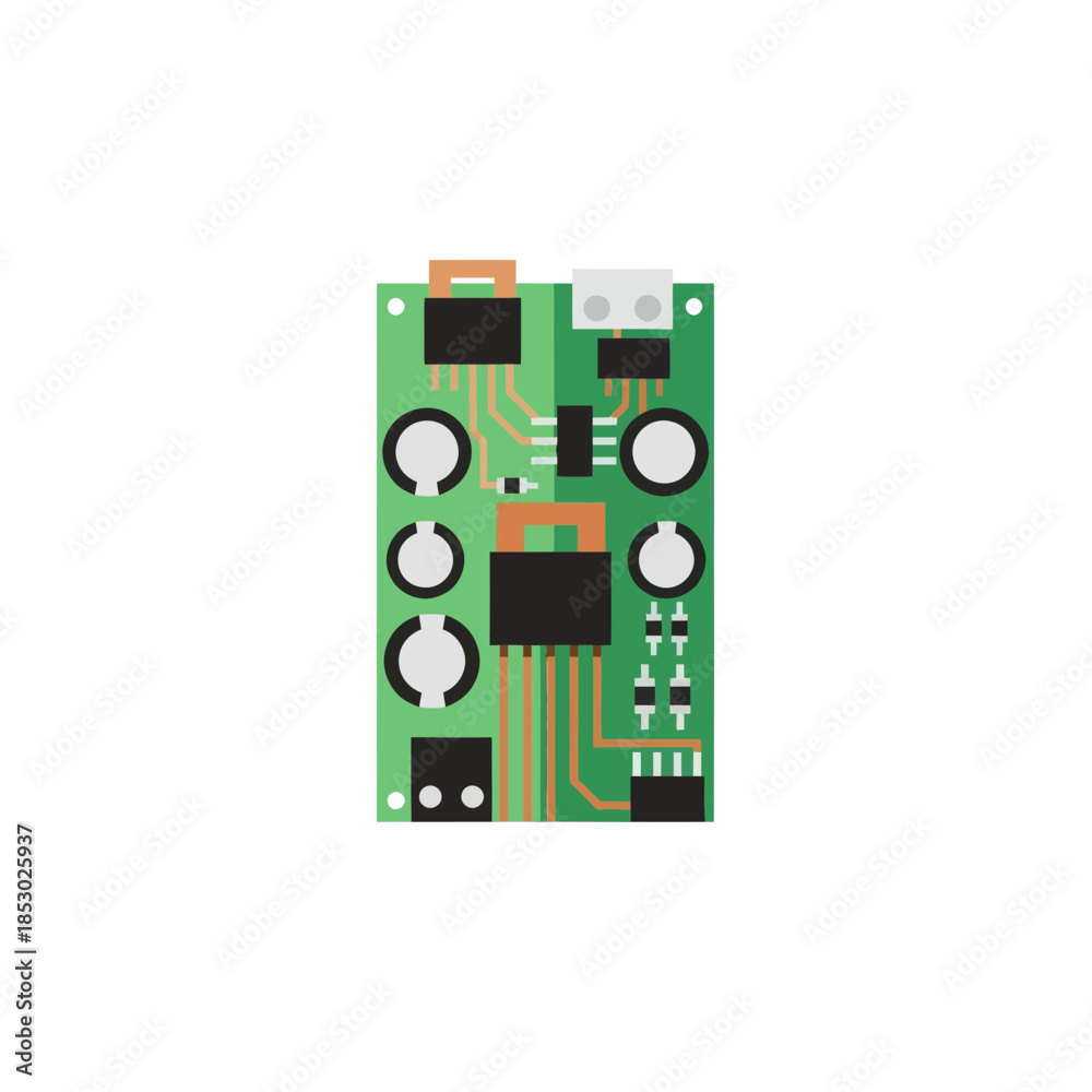 Fototapeta premium Green circuit board with components