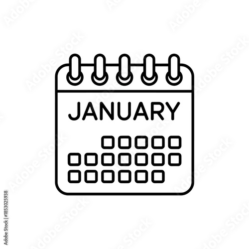 Vector illustration of January calendar page with push pins
