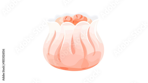 Delicate Steamed Dumpling Presentation on White Background