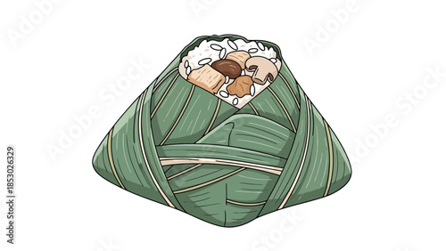 Traditional Dumpling Wrapped in Leaves Culinary Asian Food Concept