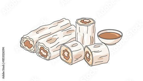 Delicious Steamed Dumplings and Dipping Sauce Asian Cuisine Culinary Dish