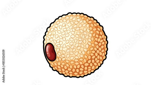 Crispy Sesame Ball Dessert with Red Bean Filling Asian Sweet Treat