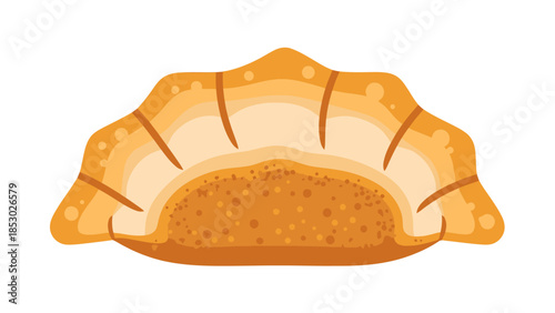 Golden Baked Pastry with Flaky Dough and Savory Filling Isolated on White Background