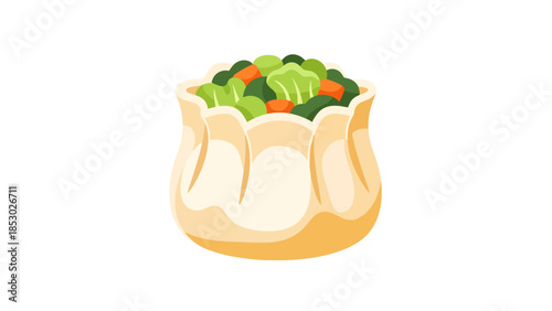 Steamed Dumpling Filled With Fresh Mixed Vegetables Food Art