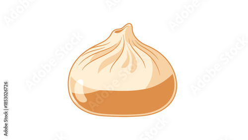 Steaming Soup Dumpling with Broth Isolated on White Background