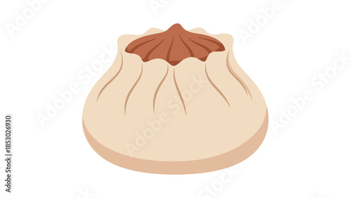 Steamed Dumpling Food Item Flat Design Element