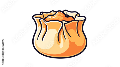 Stylized Dumpling Appetizer Isolated White Background