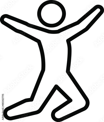 Stick figure in joyful celebratory pose with arms outstretched