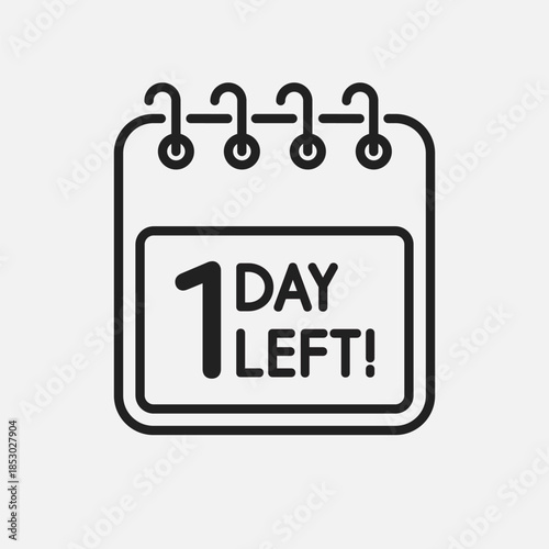 Countdown daily page calendar icon - 1 day left