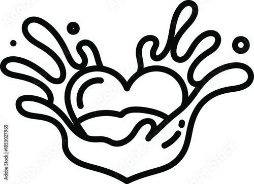 Hand with heart symbol illustration