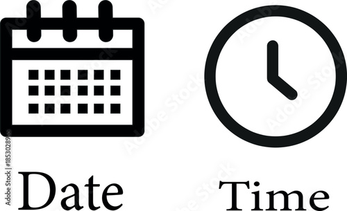 Date and time icons with calendar and clock