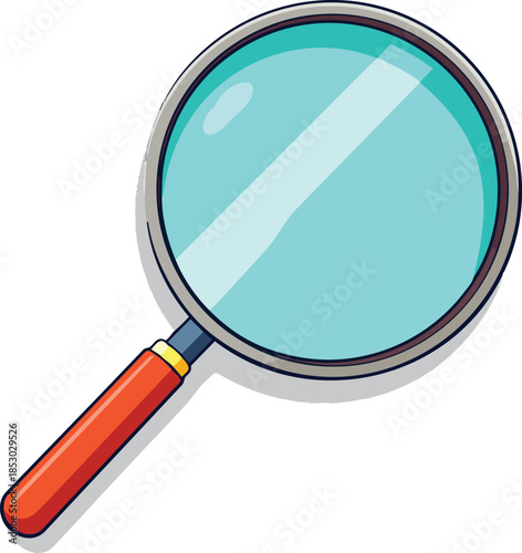 Magnifying Glass with Subtle Lens Distortion for Close-Up Observation, Reading, and Detail Examination Vector Illustration