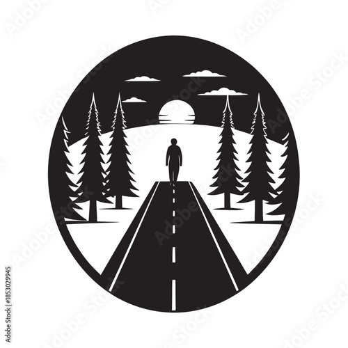 Model Walking Sunset Light Tree Road Silhouette