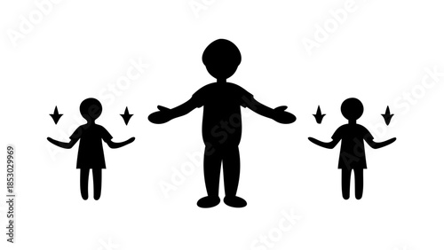 Silhouette of a child standing calmly with hands at sides, emotional balance and mindful growth concept.
