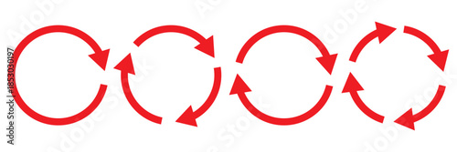 Set of circle arrow vector icons. Recycling icon. Circular vector arrows. Refresh and reload arrow icon. Arrows flat sign. Repeat cycle symbol. Infographic isolated on white background