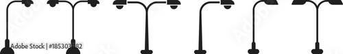 Street light icon. Urban lamp post symbols. Public lighting graphic design. Street lamp icon. Illumination and park light sign
