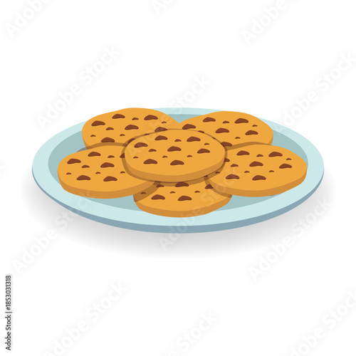Vector illustration of a plate filled with round biscuits, isolated on a white background. Perfect for food-themed designs, bakery promotions, or kitchen decor.