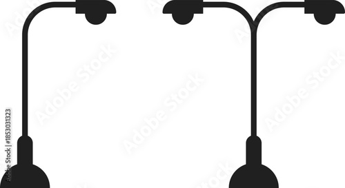 Street light icon. Urban lamp post symbols. Public lighting graphic design. Street lamp icon. Illumination and park light sign