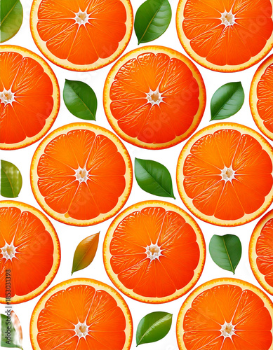 背景素材 リアルな輪切りミカンのシームレスパターン PNG Background Seamless pattern Realistic Mandarin Orange Slice 