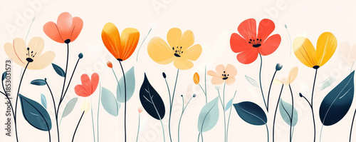 Colorful Wildflowers in Modern Illustration