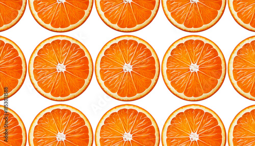 背景素材 リアルな輪切りミカンのシームレスパターン PNG Background Seamless pattern Realistic Mandarin Orange Slice 