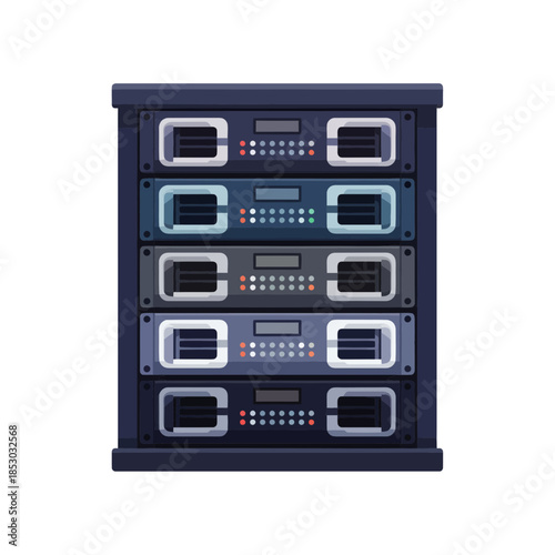 Server Rack with Network Equipment