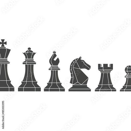 Row of Chess Pieces Dominating the Minimalist Composition.