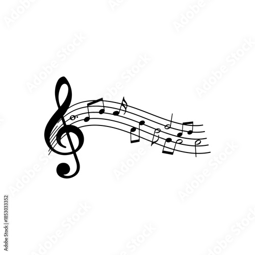 Treble Clef and Musical Notes Graphic.