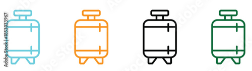 Set of suitcases for travel. Various kinds of travel luggage. Family traveling suitcases, cabin luggage and check in baggage. Vector illustration in flat design.
