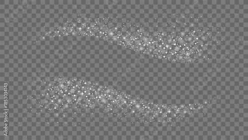 Winter snowflakes wave winter swirl banner with stars, snowflakes, snow and place for text