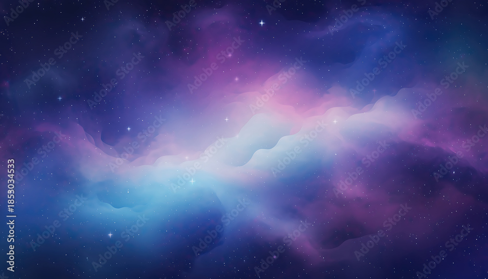 Fototapeta premium A serene galaxy scene with clouds and stars viewed from space