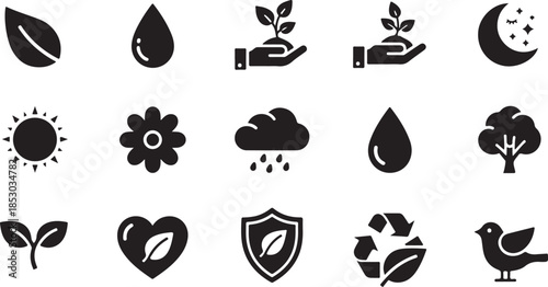 Eco friendly symbols and icons for sustainable living