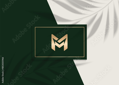 Elegant Business Card Design: A sophisticated business card with a monogram, set against a backdrop of natural elements, exudes an aura of timeless elegance and refined professionalism.
