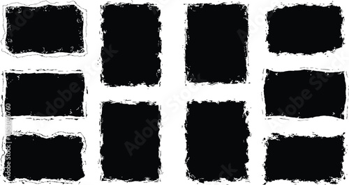 Box brush stroke frames line, Text box outline frame, Grunge paint brush square shapes in Hand-drawn style set, Brush borders Vector illustration