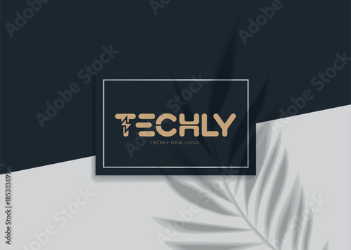 Techly logo with abstract leaf shadow overlay