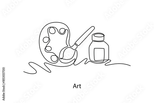 Art. School Subject concept. Single line draw design. Vector graphic illustration